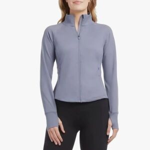 Jockey Ladies' Tulip Hem Yoga cropped full zip grey Jacket, fog grey